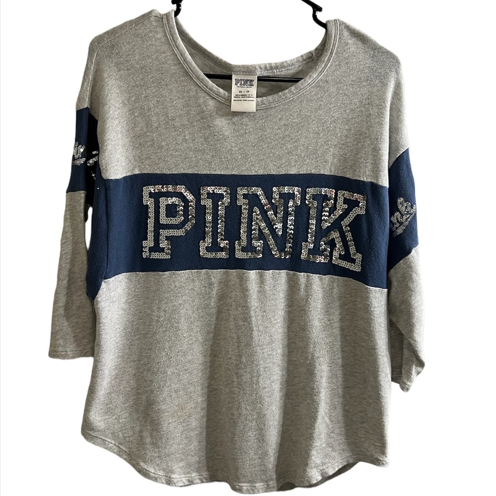 PINK Victoria's Secret 3/4 Sleeve Bling Tee